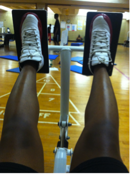 Image of feet on an exercise machine