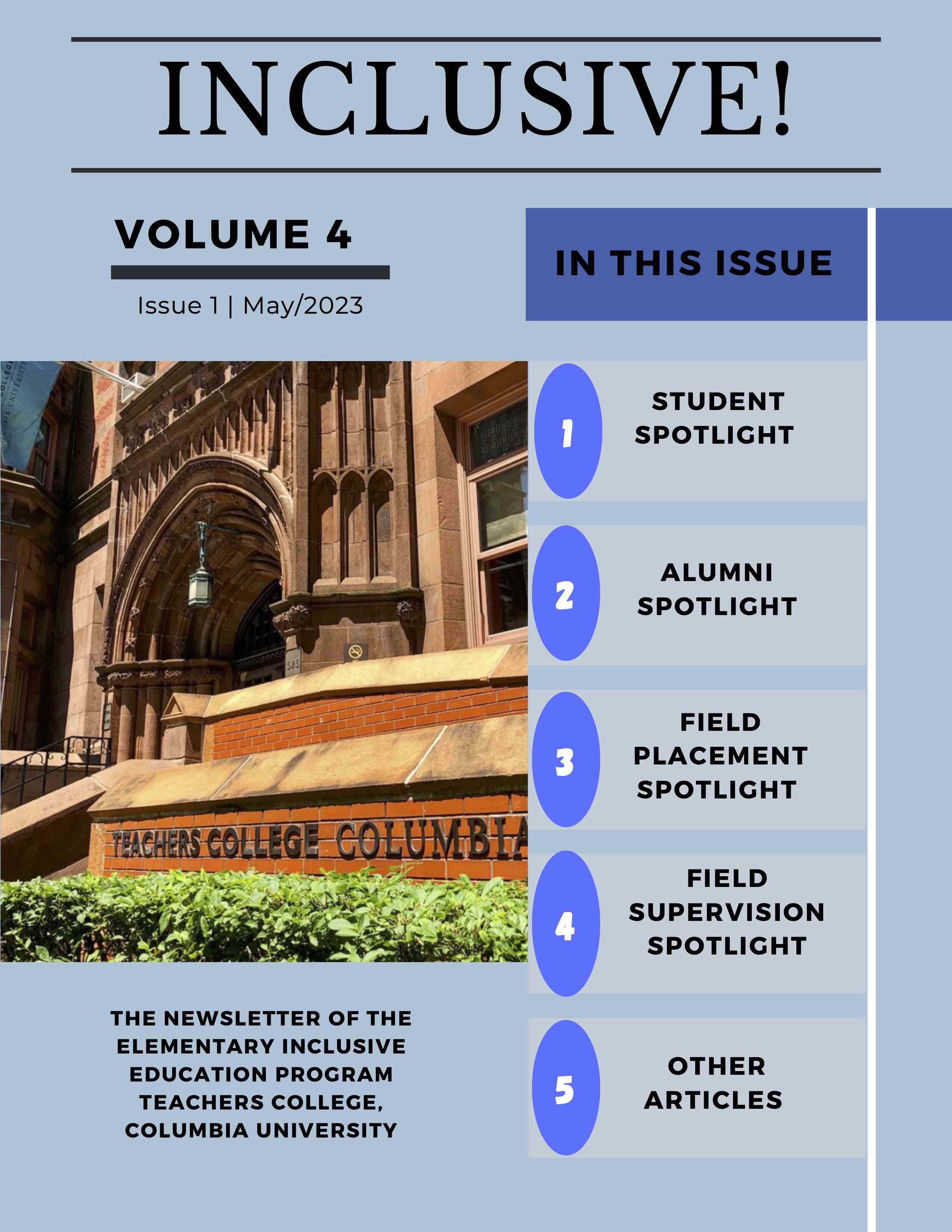 Elementary Inclusive 2023 Newsletter, May 2023 Volume
