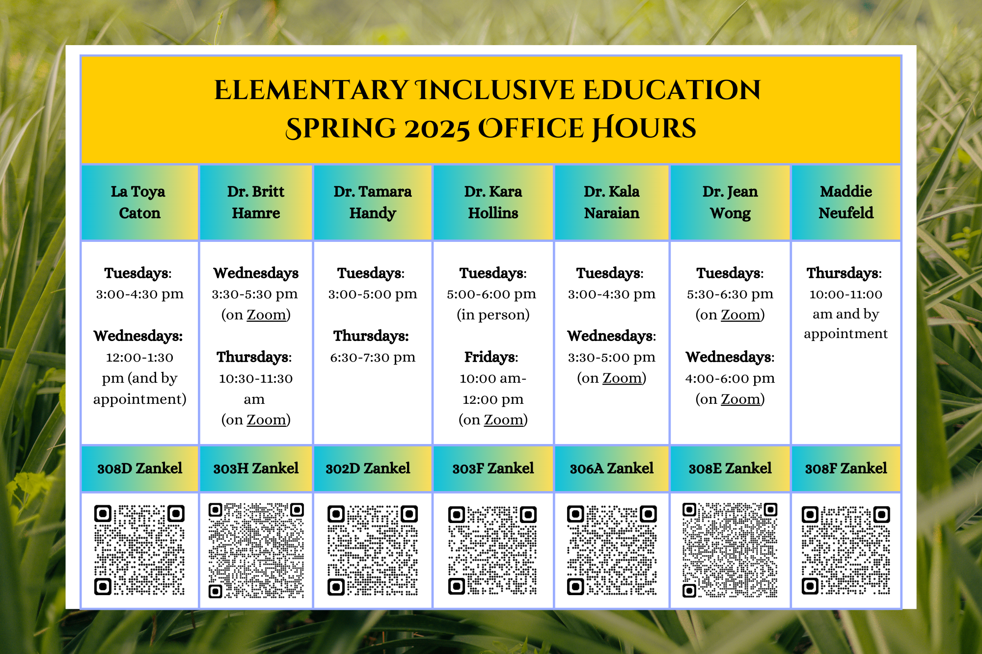 Spring 2025 Office Hours for staff and faculty