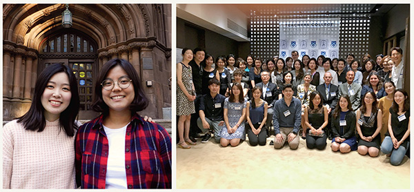CROWD-SOURCED FACES
In 2014, TC President Susan Fuhrman’s visit to Seoul prompted alumni to establish the
Korea 125th Anniversary Scholarship Fund. Left: 2015 and 2016 Korea 125th Anniversary
Scholars Hyeyan Chung (left) and Carmen Jang. Right: Seoul’s “Taste of TC” event.