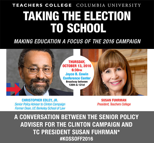Join us on Oct 13th for a conversation on education and the 2016 election. Click to RSVP.