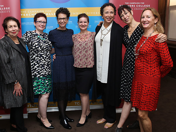 Dance Theatre of Harlem Artistic Director Virginia Johnson (third from right) with TC Liaison Committee for Dance Education members (left to right) Eileen Goldblatt, Barbara Bashaw, Jody Gottfried Arnhold, Kathleen Isaac, Joan Finkelstein, and Catherine Tharin.