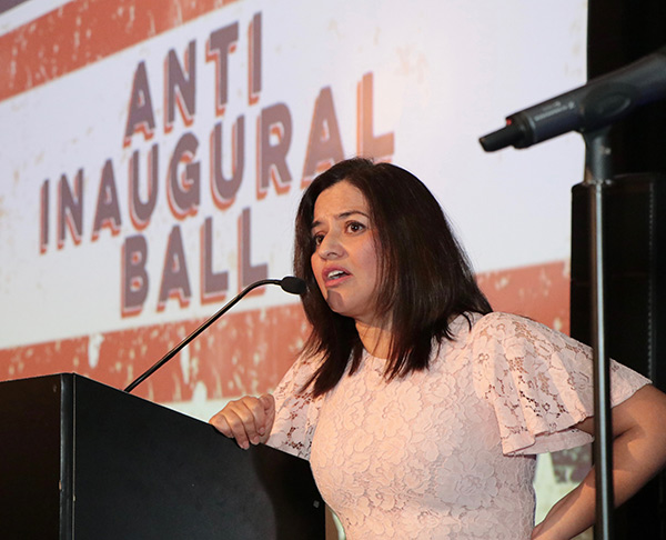 Arizona state legislator Isela Blanc, who spoke at the Anti-Inaugural, grew up as an undocumented immigrant, just four blocks away from the building in which she now serves. She ran for office at the urging (and with the help) of The New American Leaders Project. (Photo Credit: Harold Levine)