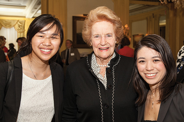 Abby M. O'Neill (center) in 2013 with O'Neill Fellows Bonnie Chow (left) and Kimberly Iwansky