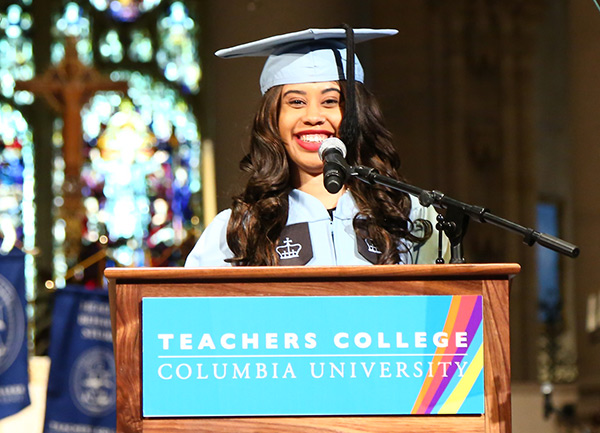 CHALLENGING THE SUPERWOMAN STEREOTYPE Student speaker Kenya Crawford said that TC taught her that that 