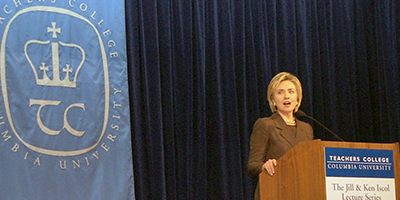 First Lady Hillary Rodham Clinton speaks at TC.  
