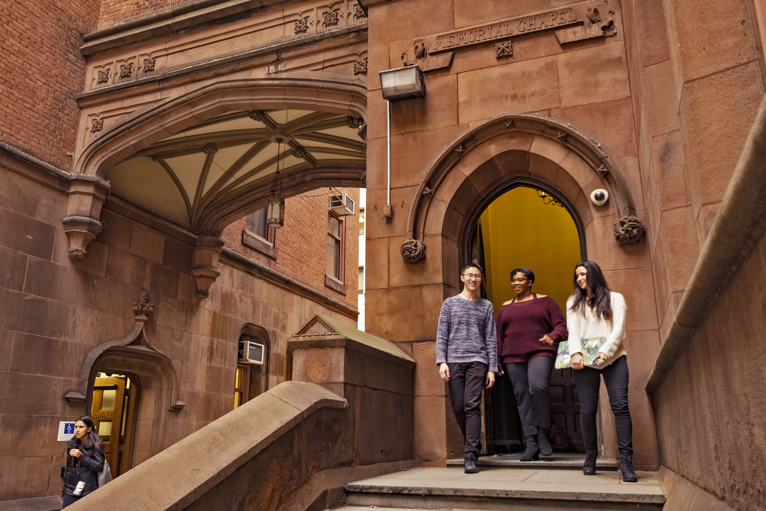 Students at the entrance to TC's Zankel Hall