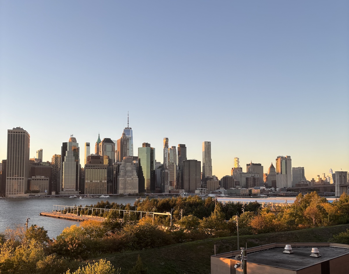 The NYC skyline at sunset