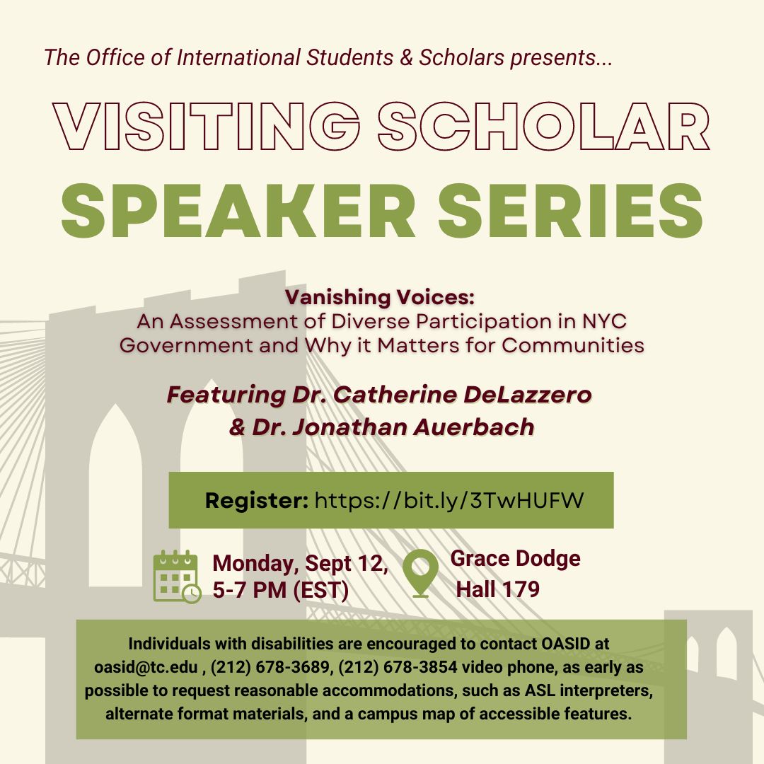 Event Flyer for Visiting Scholar Speaker Series; For more details, refer to the event descriptions below.