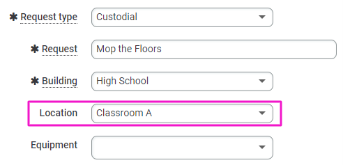 Location dropdown menu in FMX