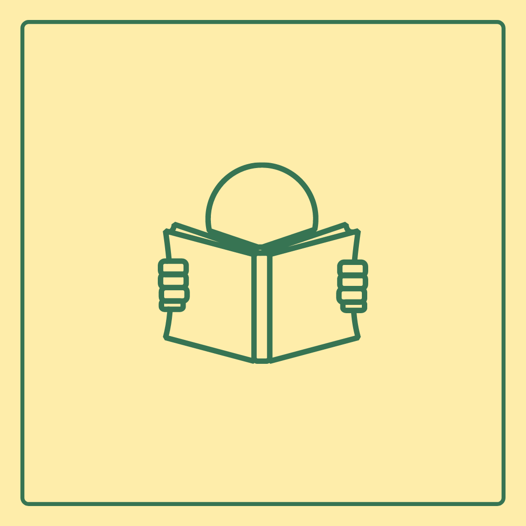 drawing of a person reading a book