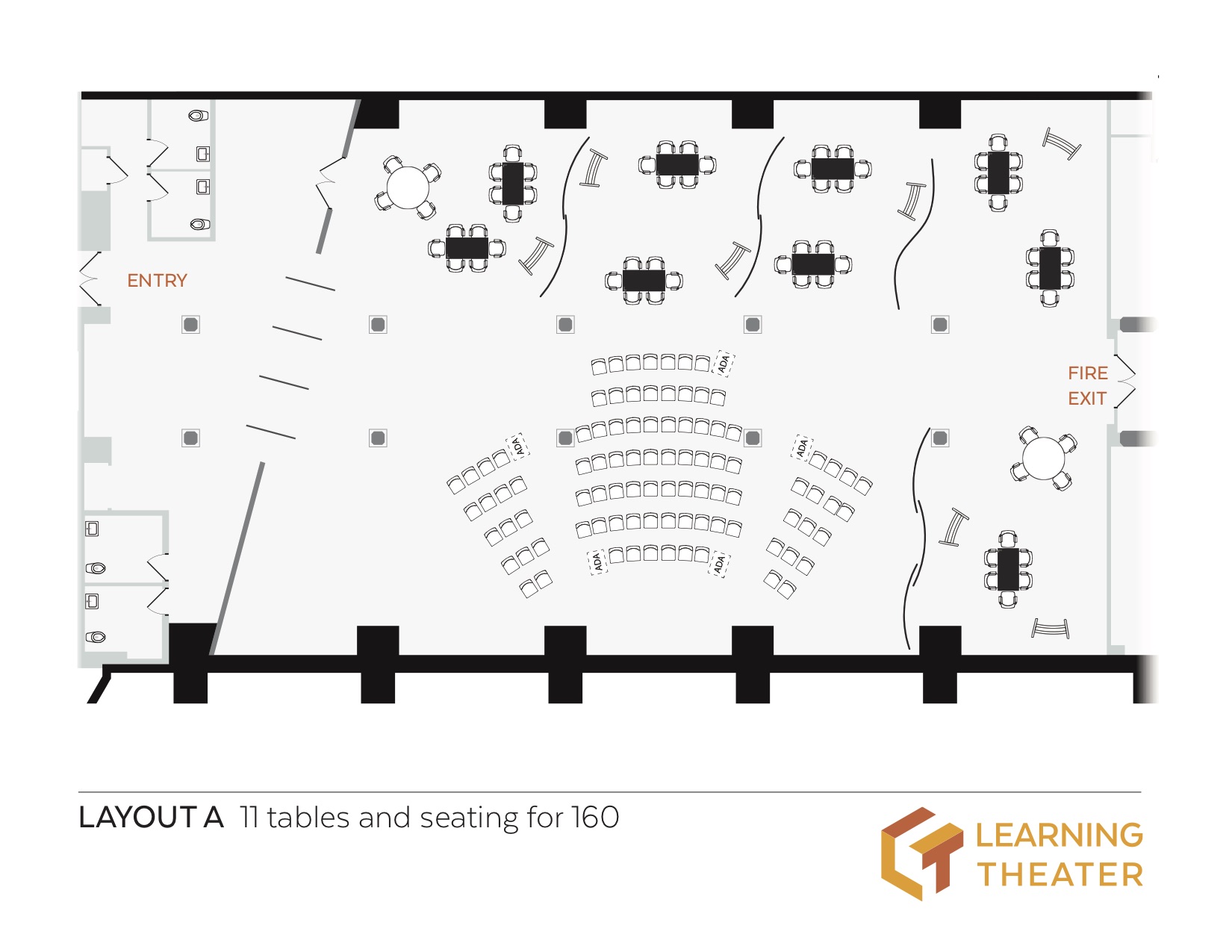 Layout A - 11 Tables and Seating for 160