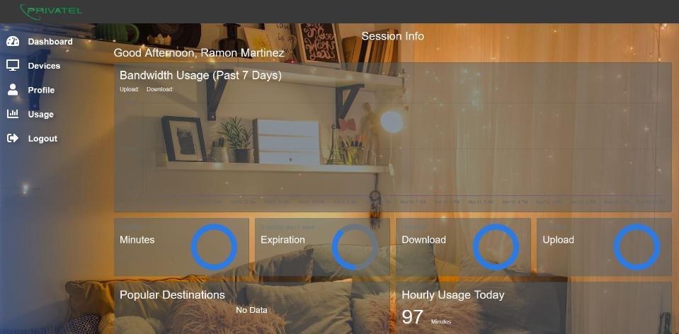 Privatel Portal welcome screen