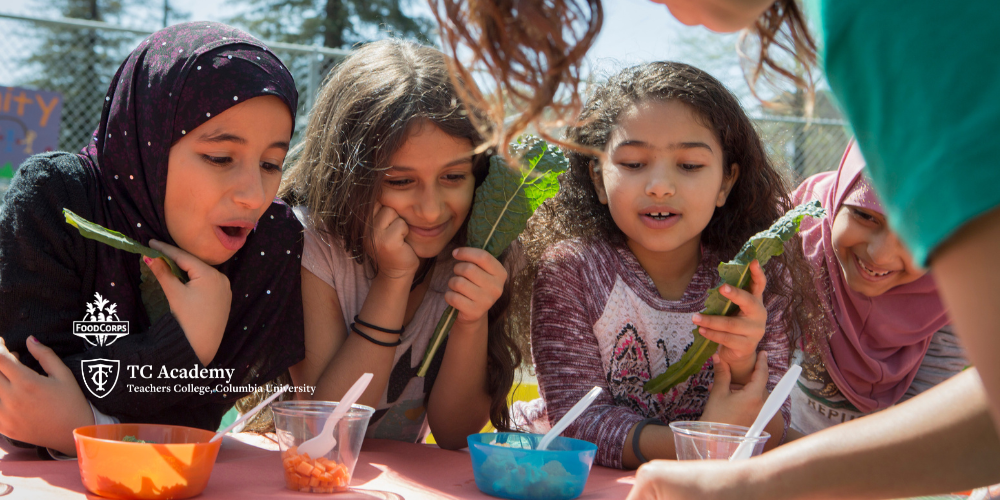 FoodCorps and TC Academy promotional graphic with the text 