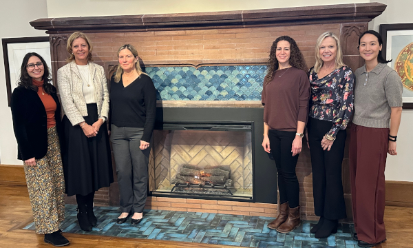 Teachers College and Parkinson’s Body and Mind Group Photo by fireplace