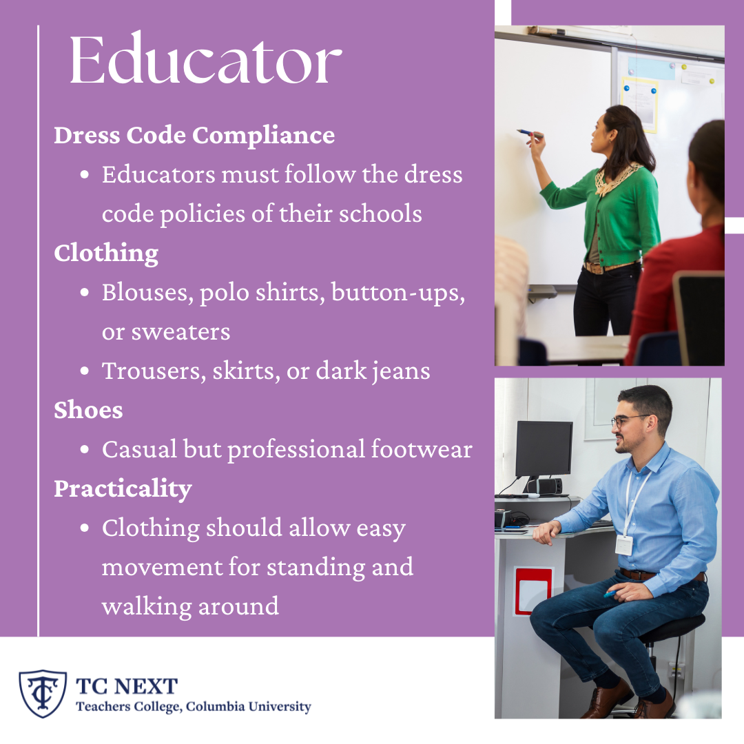Infographic of educator dress guidelines