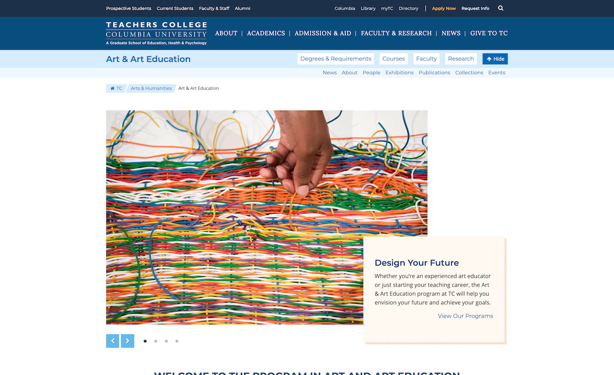 Screenshot of Art and Art Education website