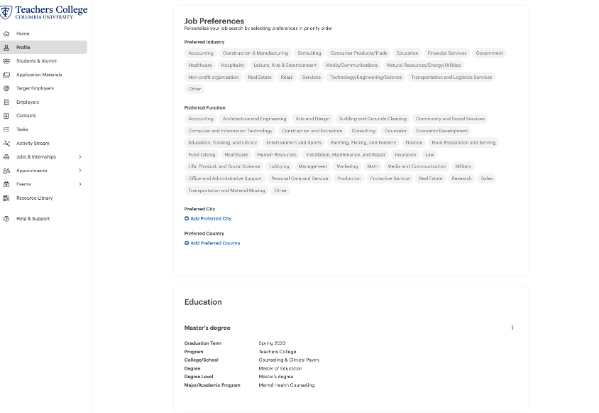 Alumni Connect Additional Profile Details