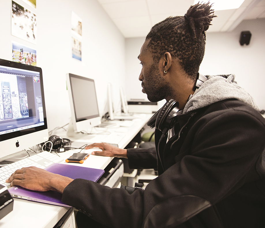 Student working on a computer