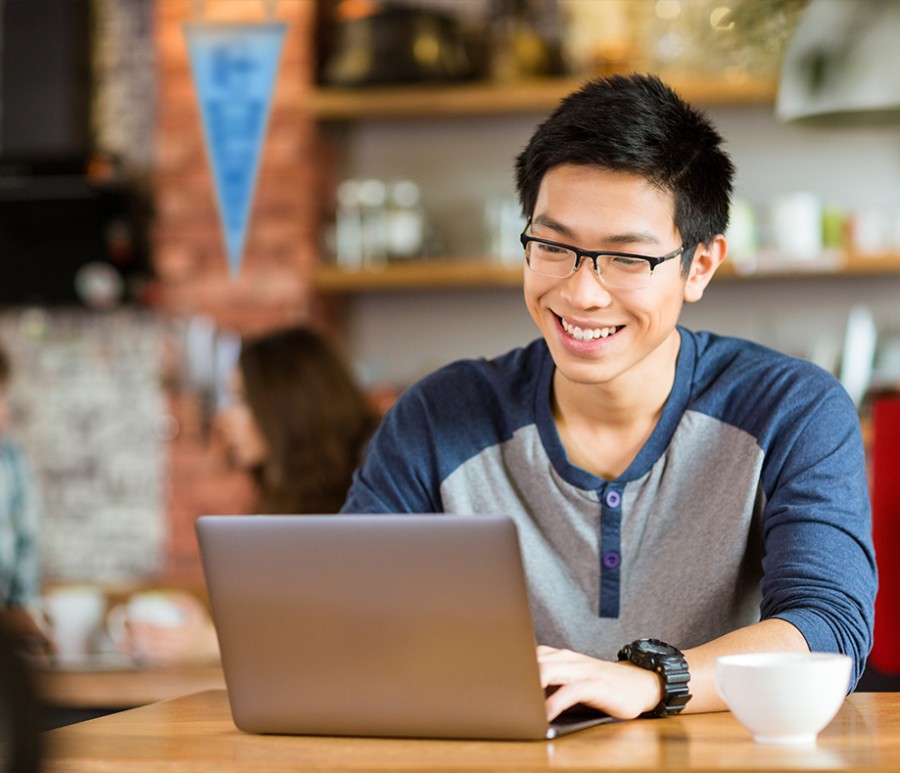 A student on a laptop