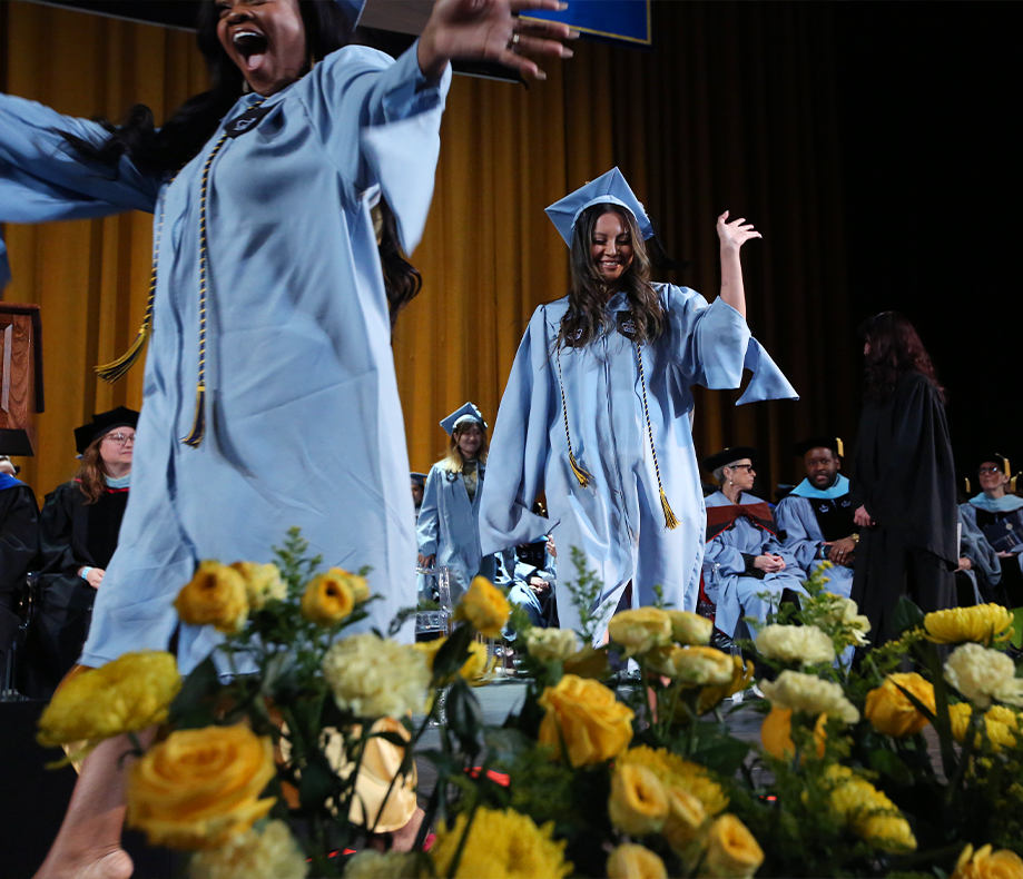 Students walking at graduation ceremony