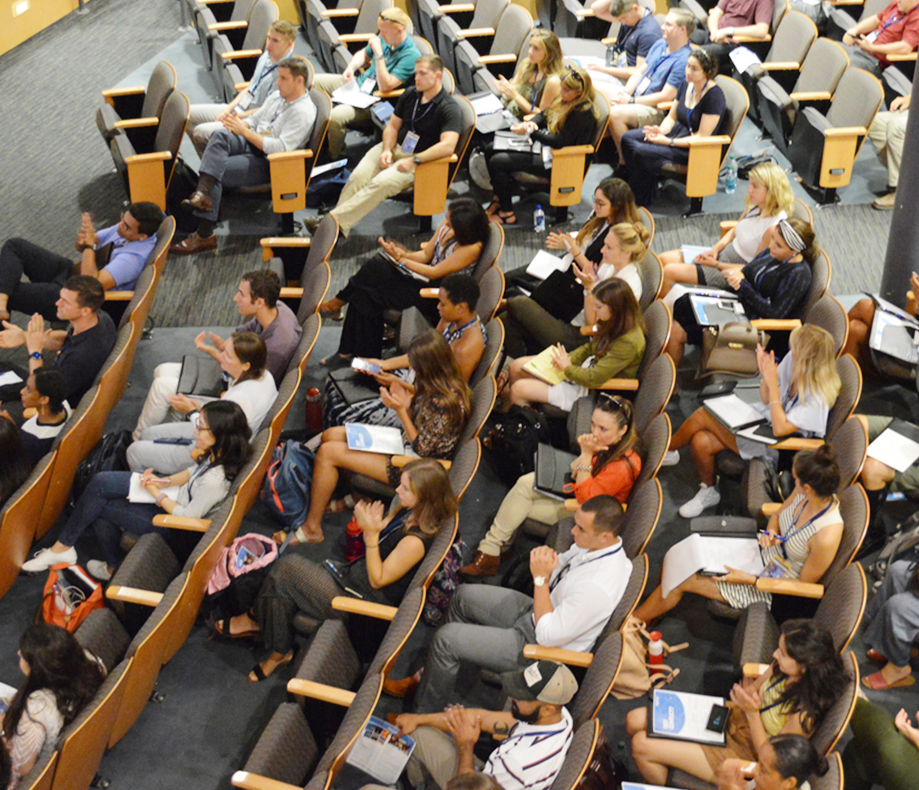 Overhead picture of a classroom full of students