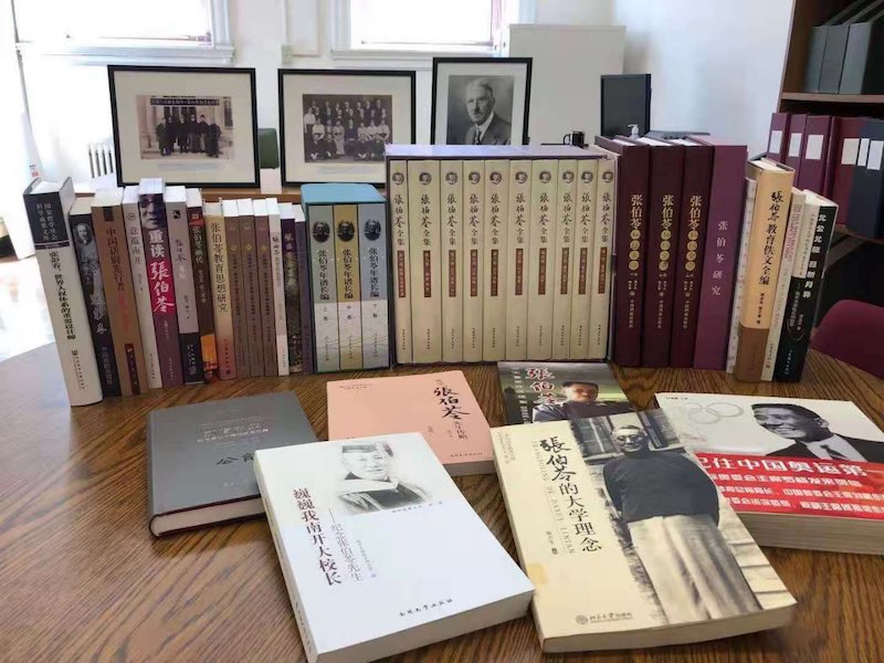 Book donation books lined up on display