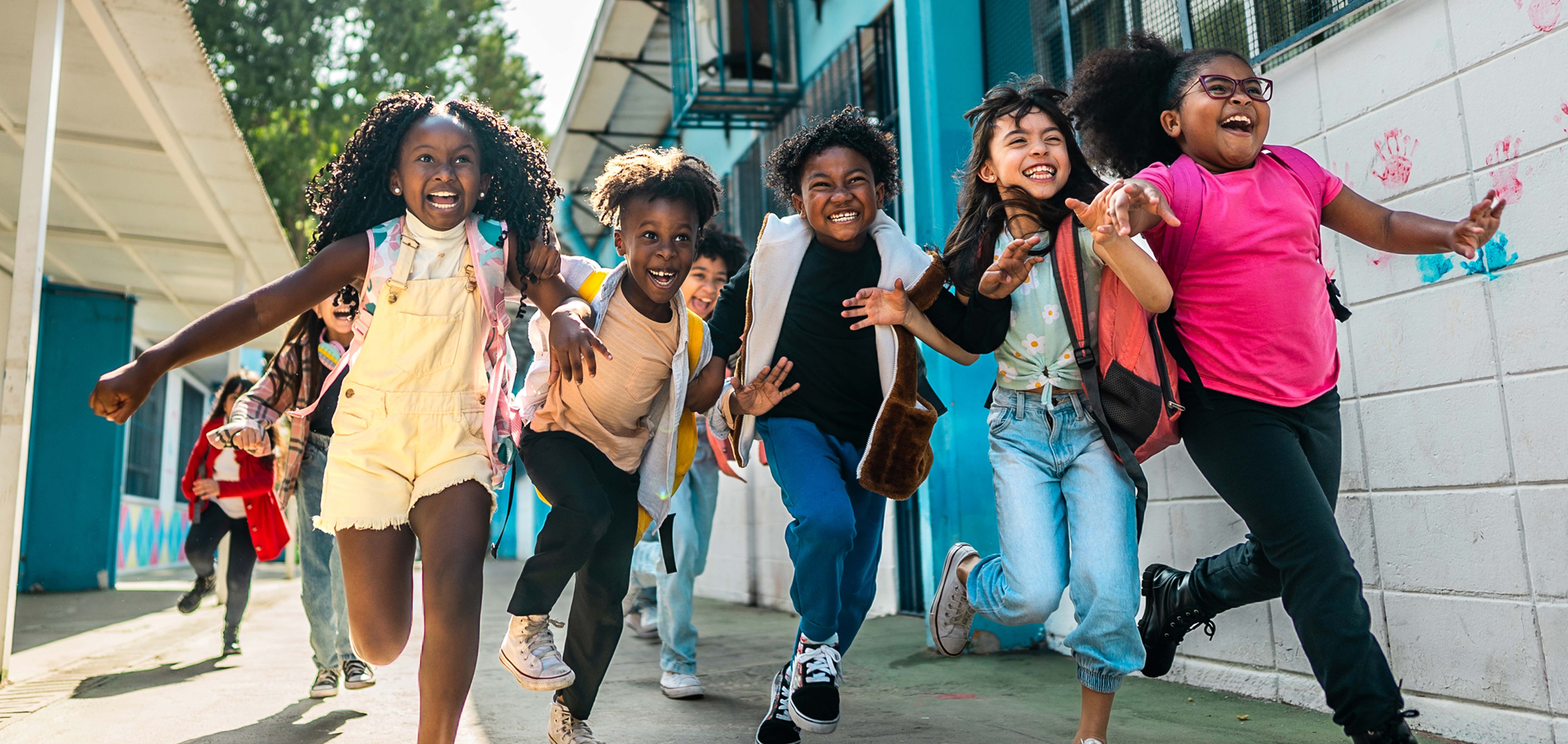 kids running in school yard