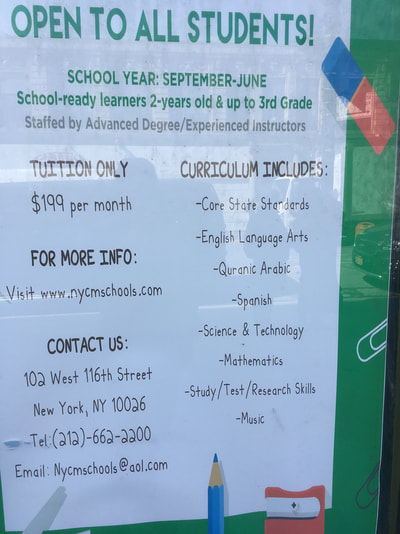 Academic information on large flyer outlining tutoring cost, curriculum guide, and contact information