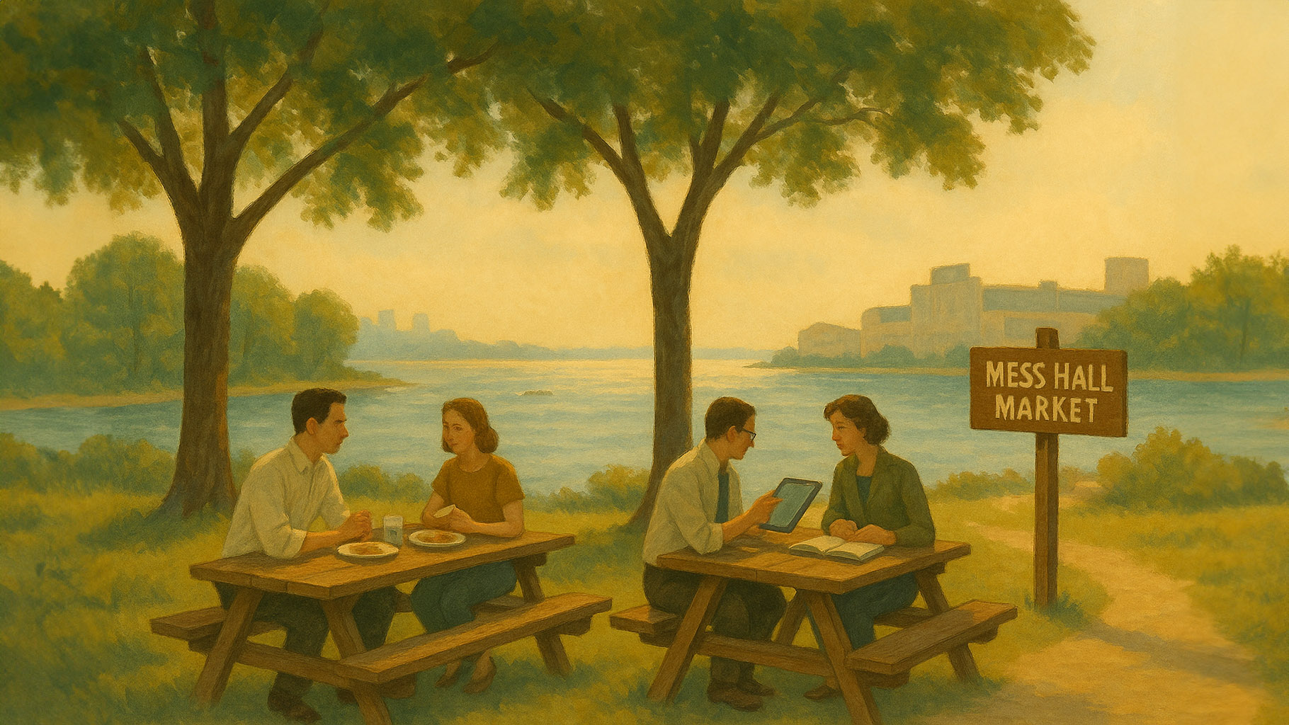 Illustration of Faculty having lunch