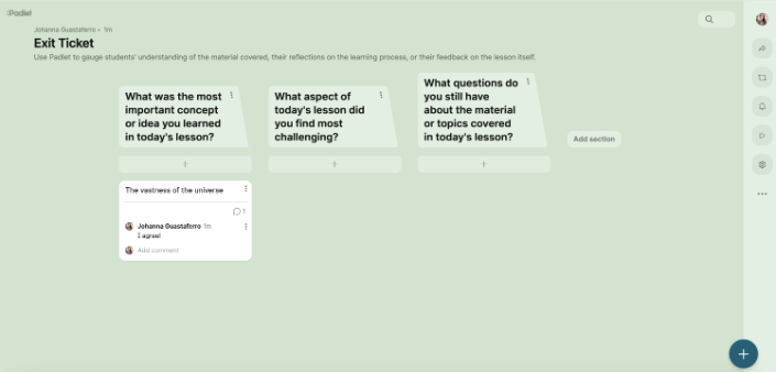 Padlet Exit Ticket Example