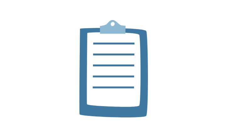 Research Media Blue Clipboard Icon on White Background