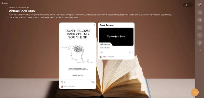 Virtual Book Club Padlet Example