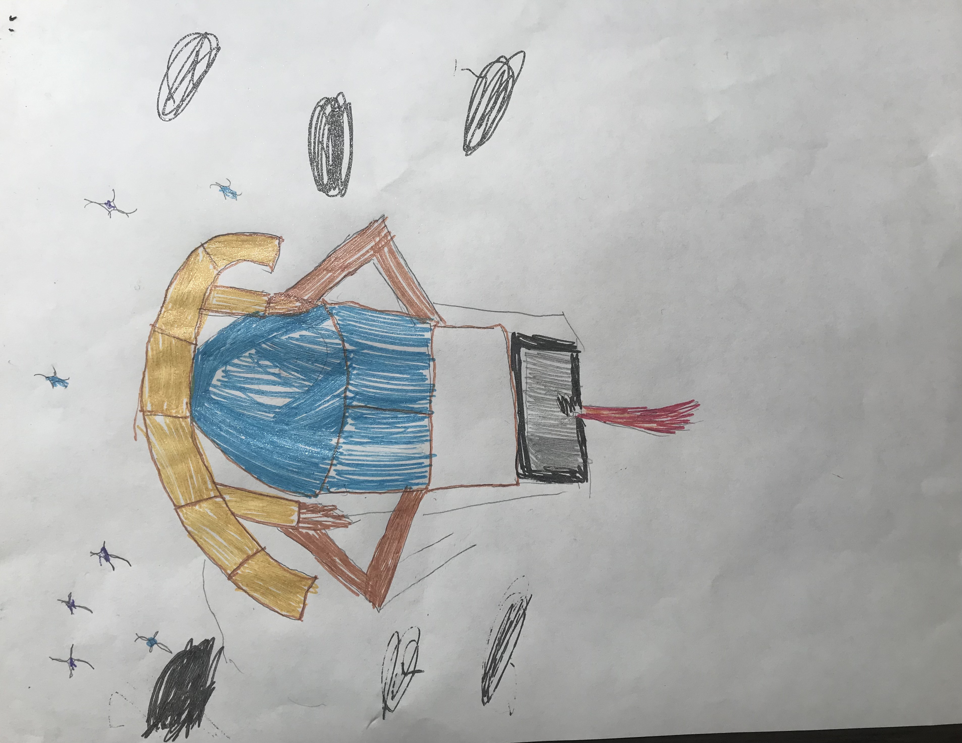 Kokoska's illustration of her favorite choose your own adventure ending of a rocket