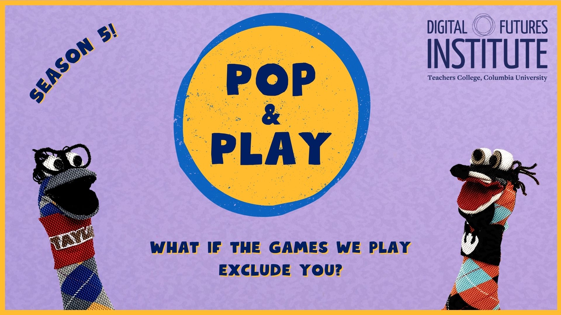S05E03 Pop and Play Episode Cover with the title and puppet hosts