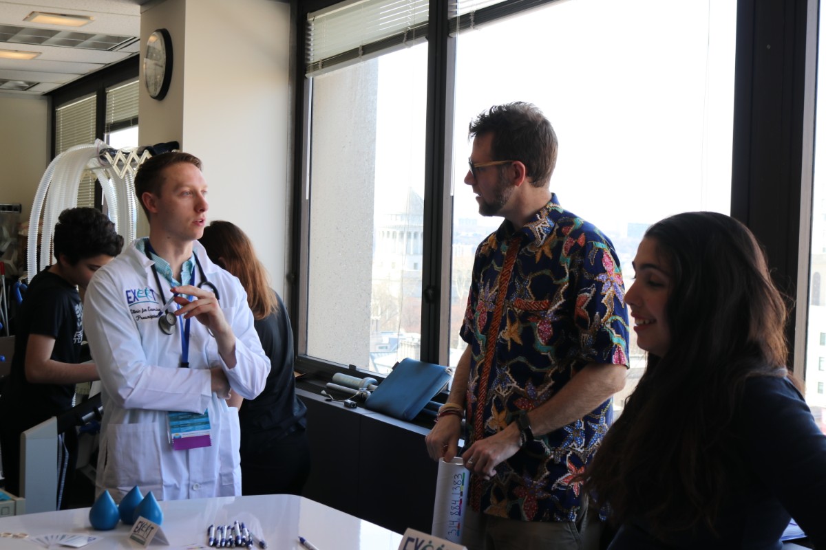 Clinic staff discussing issues with participants