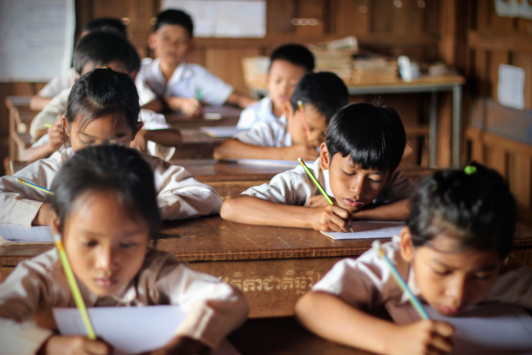 Ratanak Kiri Province, Cambodia in a Kreung/Khmer classroom. Photo credit: Amber Kim