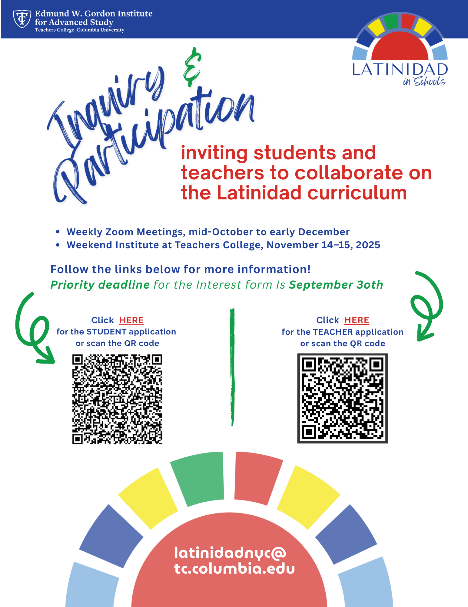 QR Codes for the inquiry groups