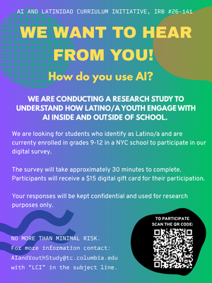 AI and Latino Youth Study poster with info description