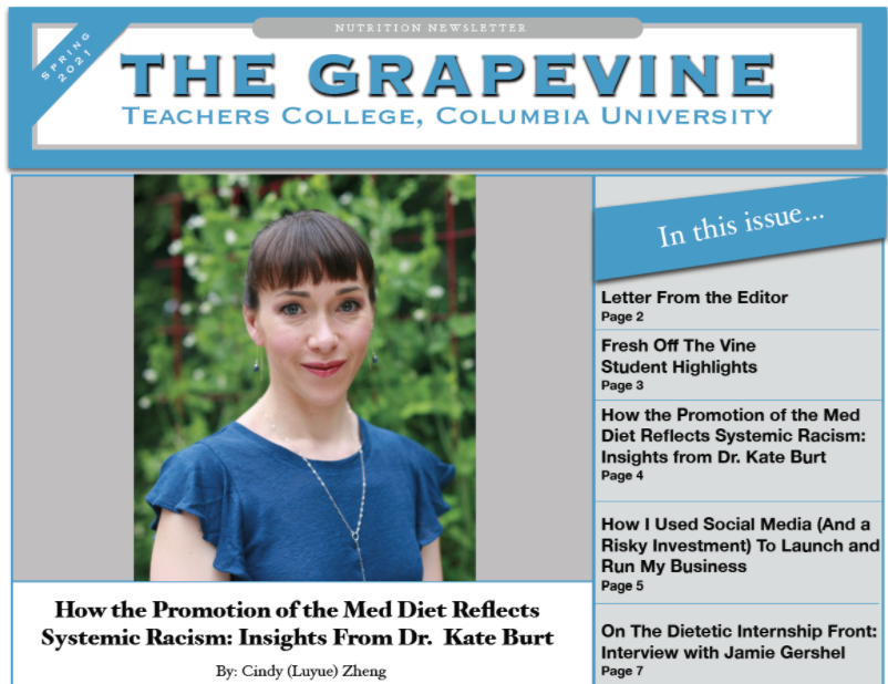 The Grapevine Spring 2021 Edition The Program in Nutrition Newsletter