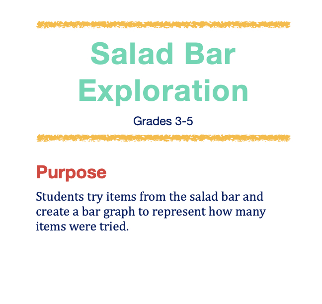 Salad Bar Exploration 3-5