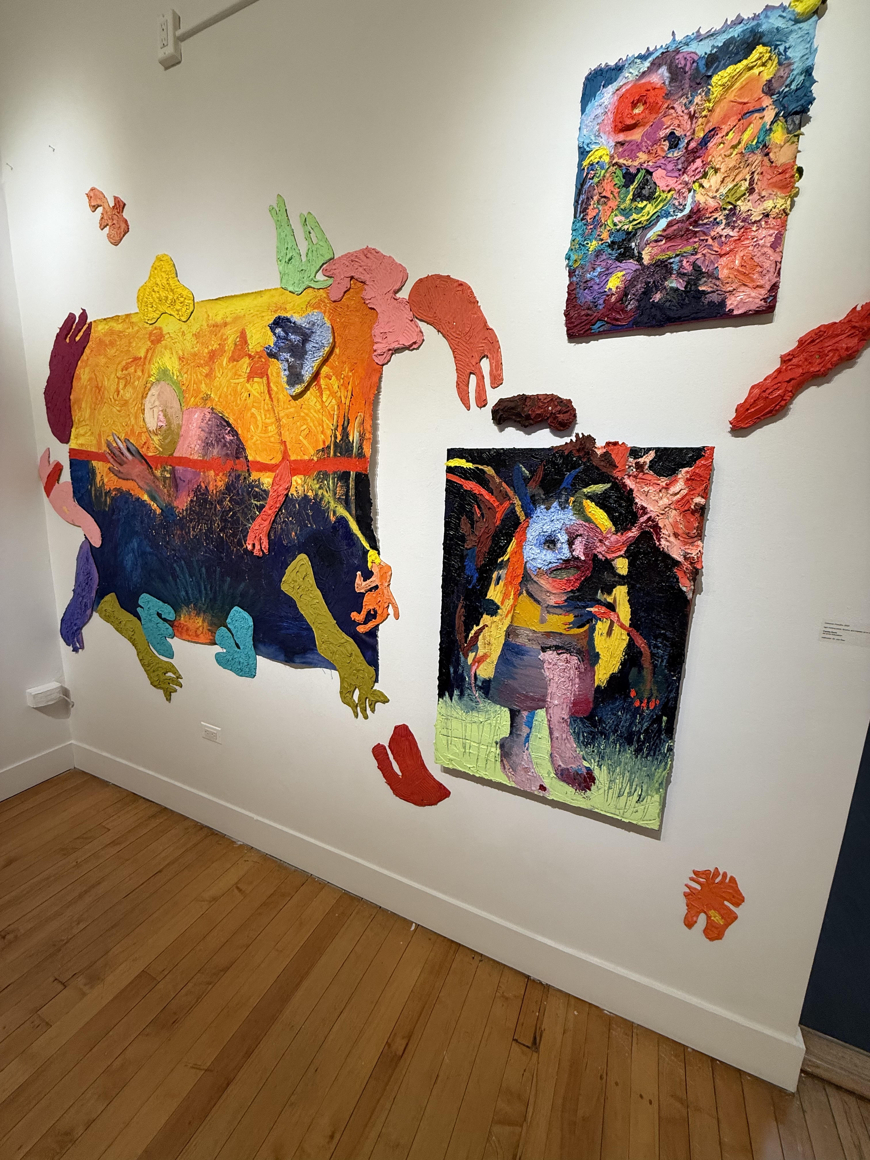 a selection of abstract paintings on display at the Macy art gallery