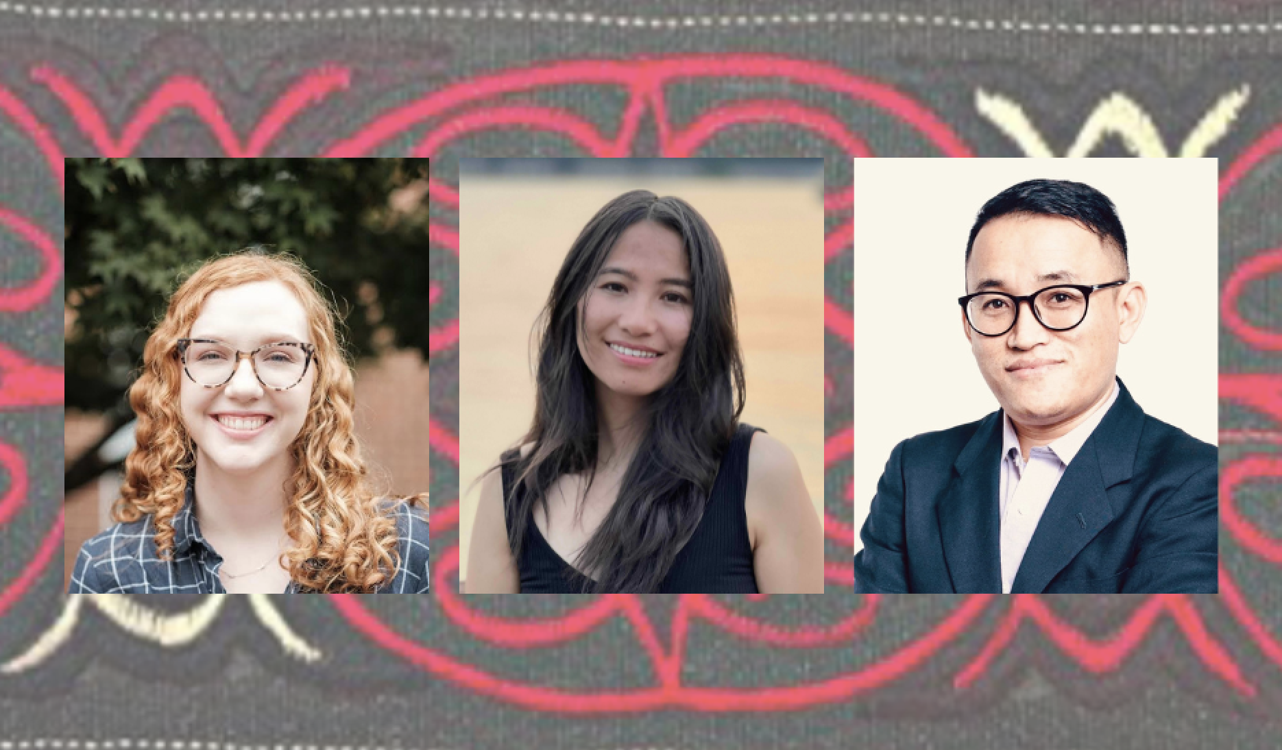 Associate Professor Prem Phyak with two doctoral students of the Department Anna Burns (Anthropology) and Tsewang Chuskit (International & Comparative Education)
