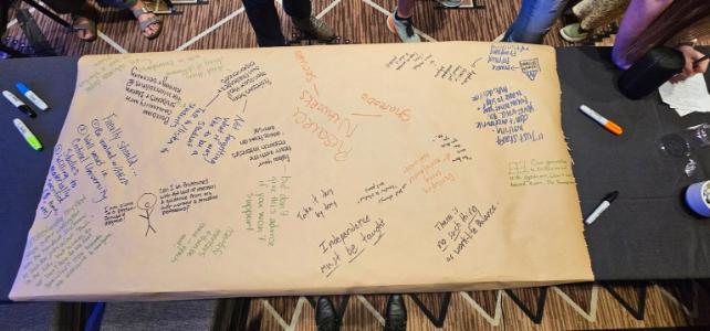 Picture from Caprice Corona's article, with marker writings on a large sheet of white paper