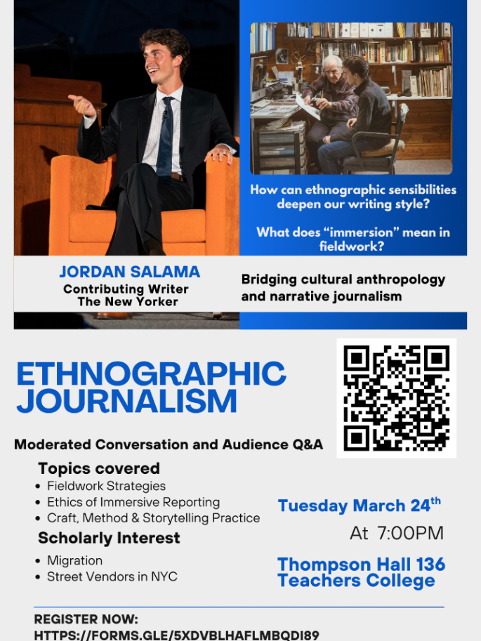 Flyer for Ethnographic Journalism event on March 24, 2026