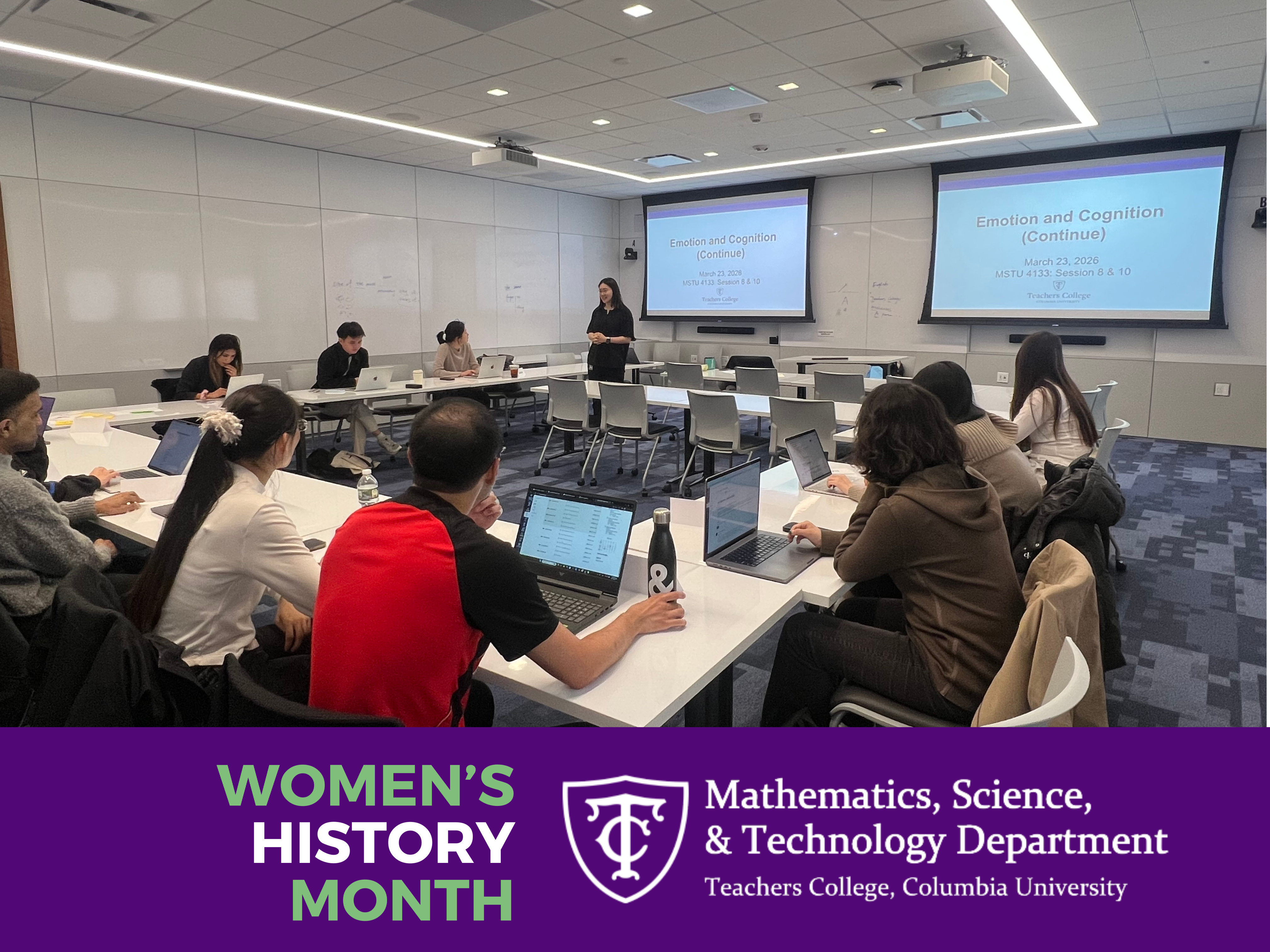 Image of Professor Jooeun Shim teaching her Technology and Cognition Class.