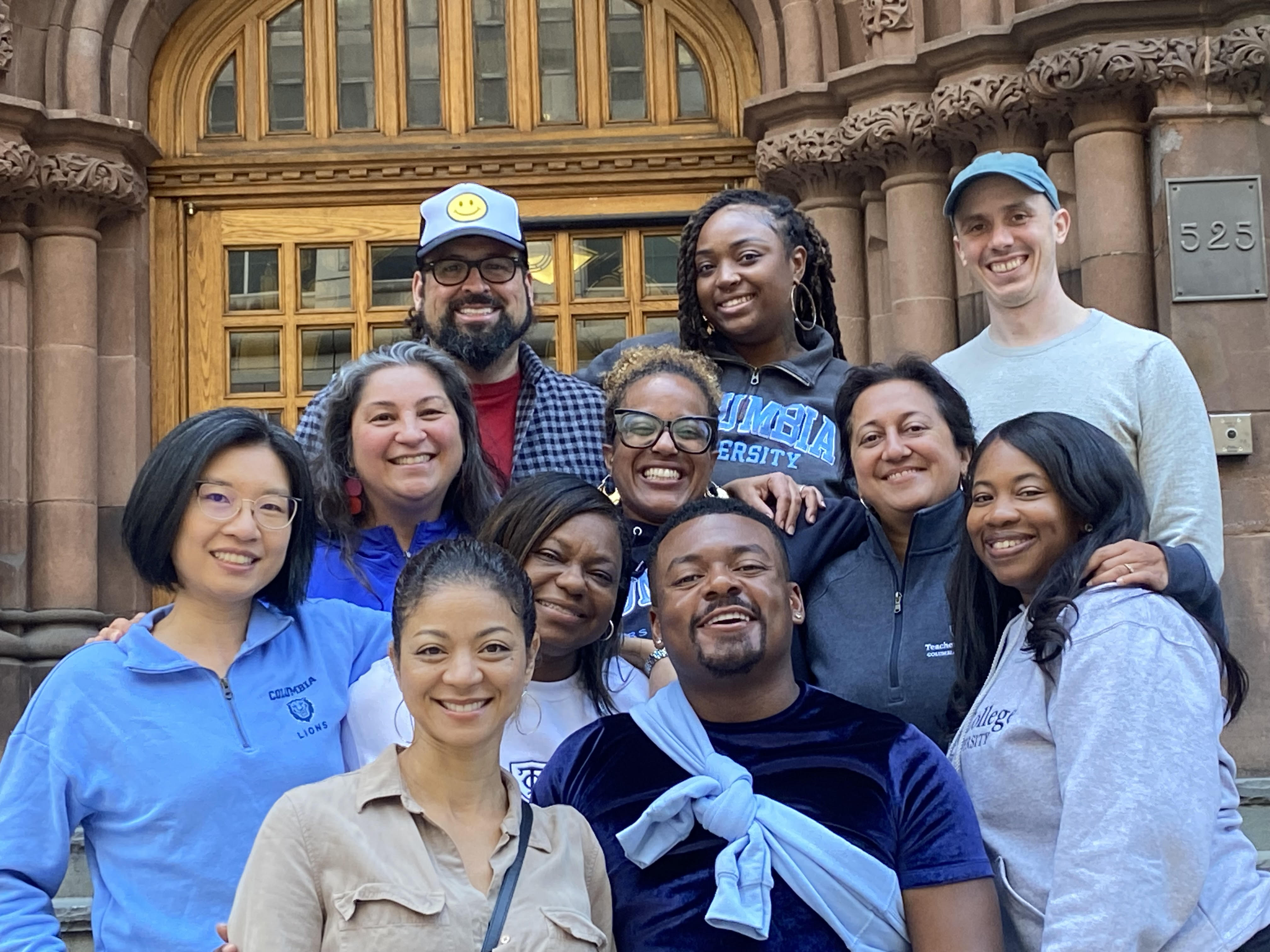 Dr. Douglass pictured with UELP '23 Cohort outside of Teachers College