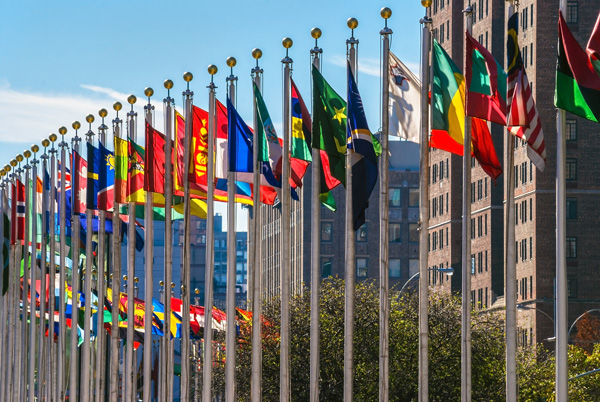 Flags at the United Nations headquarters in New York City. (Photo: iStock by Getty Images)