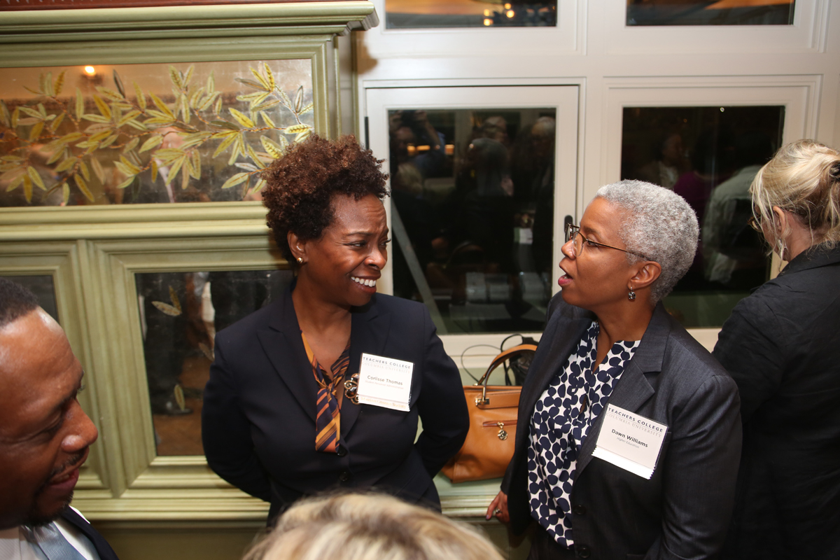 Two women talk at Tavern on the Green