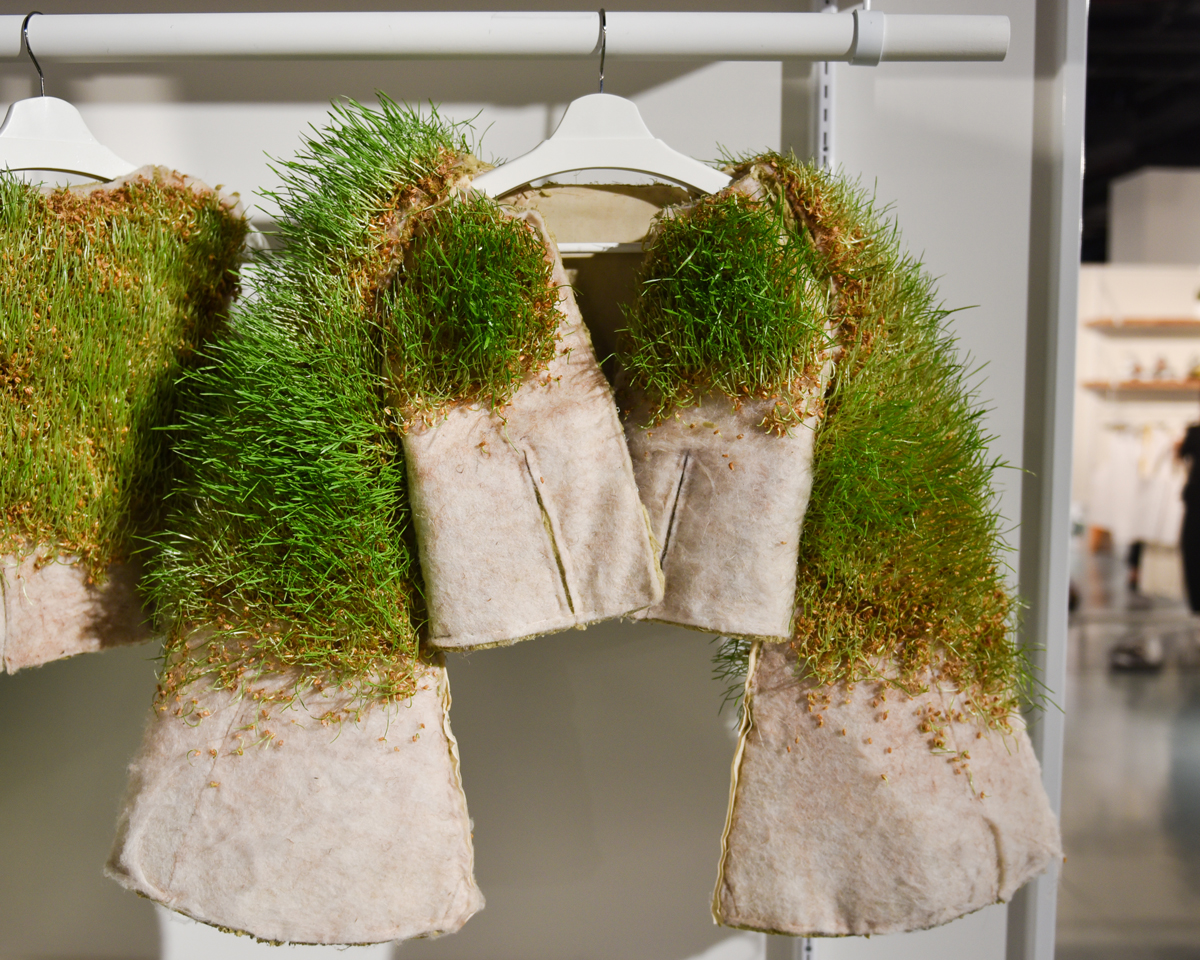 A jacket made of natural materials including grass for the Unleashing exhibit